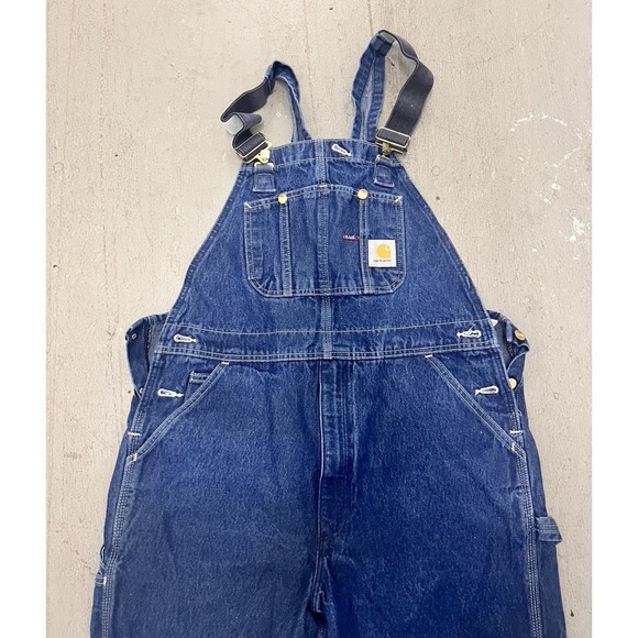 Carhartt R08 DNM Denim Dungaree Work Jeans Mens 38x30 Relaxed Fit Heavyweight - Picture 2 of 7